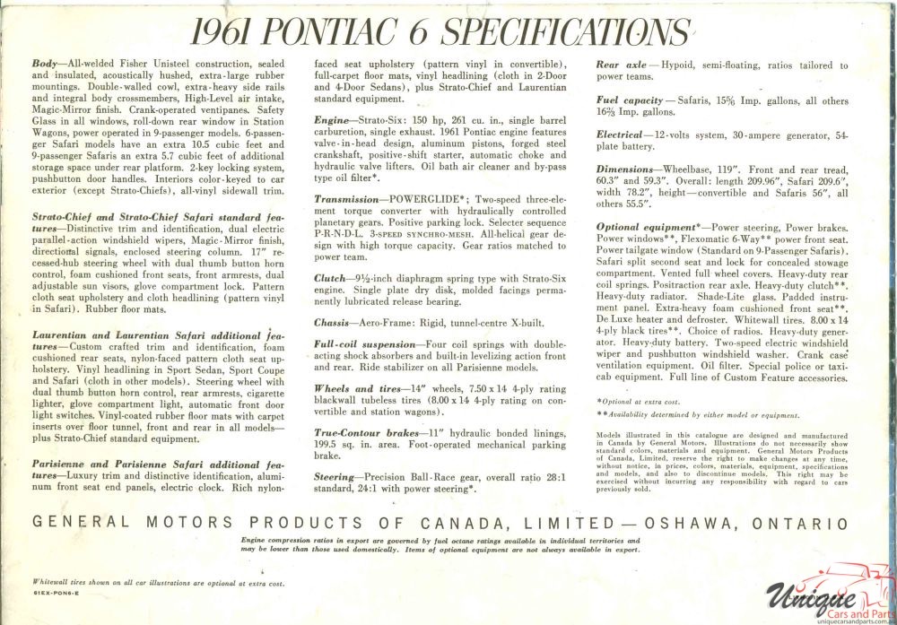 1961 Pontiac 6 Canada Brochure Page 10